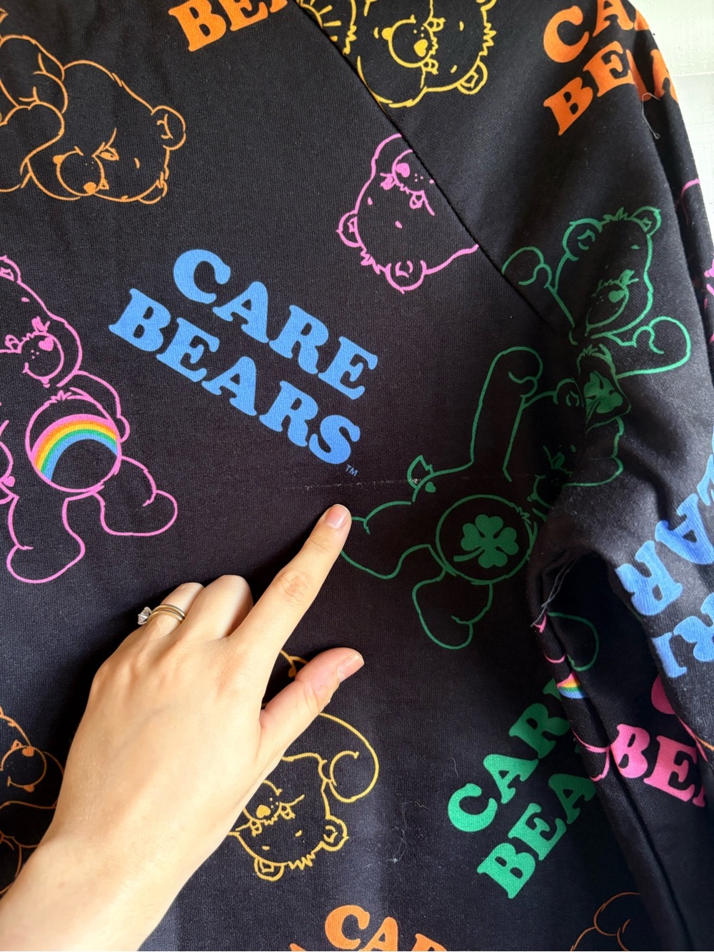 Care Bears All Over Print Fleece Sweatshirt Black Pink Medium - Picture 7 of 9